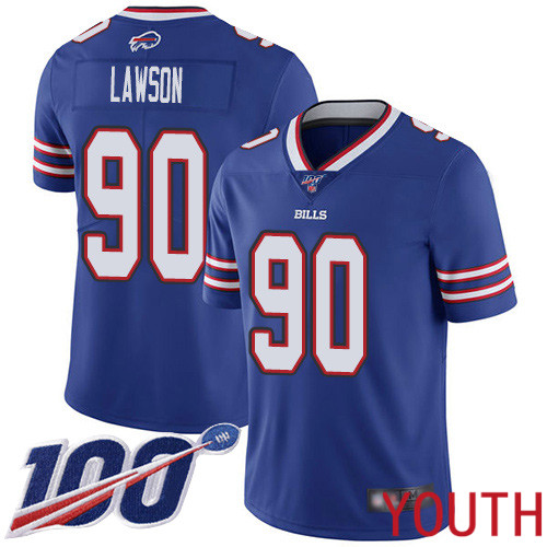 Youth Buffalo Bills #90 Shaq Lawson Royal Blue Team Color Vapor Untouchable Limited Player 100th Season NFL Jersey->youth nfl jersey->Youth Jersey